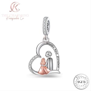 World&#39;s Best Grandma Charm 925 Sterling Silver & Rose Gold