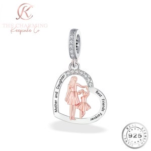 Mum & Daughter Charm 925 Sterling Silver - Best Friends Forever - Mother or Daughter Birthday Gift