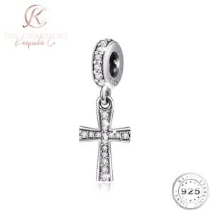 Kreuz baumeln Charm echt 925 Sterling Silber
