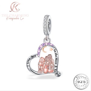 Mum / Daughters OR Sisters OR Friends Charm 925 Sterling Silver - Christmas Gift