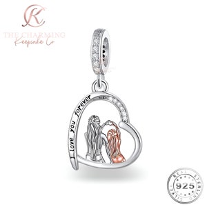 Mother / Daughter OR Auntie /Niece OR Big Sister /Lil Sister Charm Genuine 925 Sterling Silver and Rose Gold - I Love You Forever