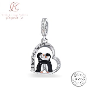 I Love You Forever Penguin Charm Genuine 925 Sterling Silver