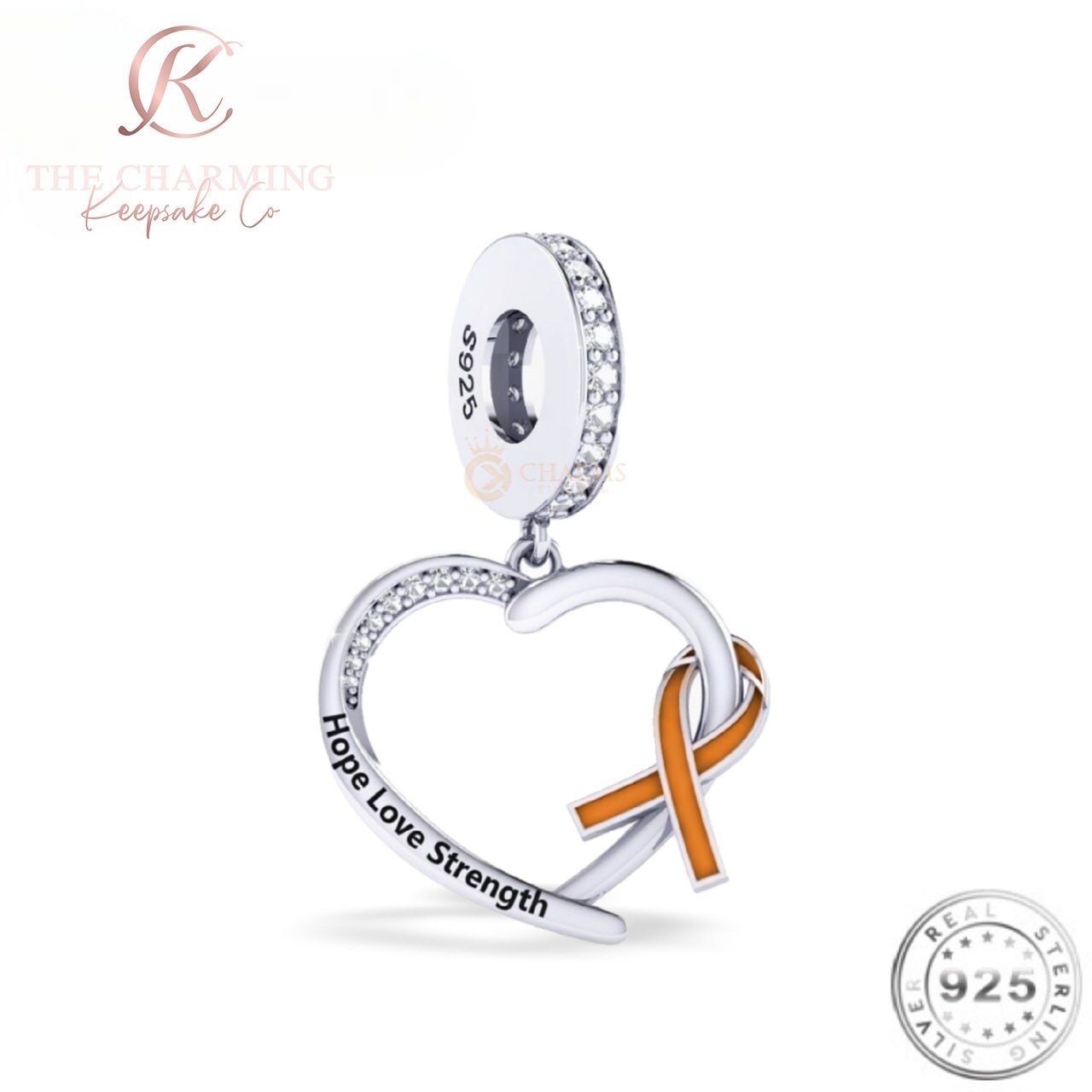Orange Ribbon Charm 925 Sterling Silver Racism Awareness OR Leukemia Cancer Etsy UK