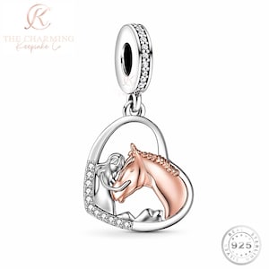 Horse Charm Genuine 925 Sterling Silver and Rose Gold