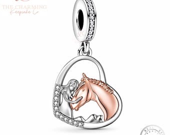 Horse Charm Genuine 925 Sterling Silver and Rose Gold