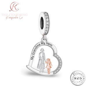 Grandma My Hero Charm 925 Sterling Silver & Rose Gold