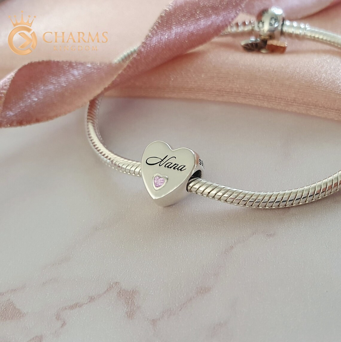 Nana Heart Charm Genuine 925 Sterling Silver Fits Pandora Etsy