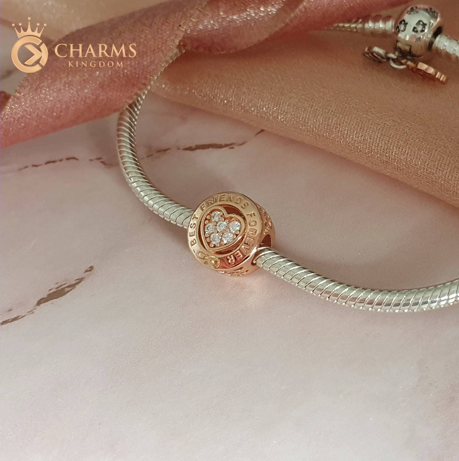 Rose Gold Best Friends Forever Genuine 925 Sterling Silver Etsy