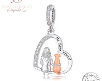 My Best Friend Dog Charm Genuine 925 Sterling Silver & Rose Gold