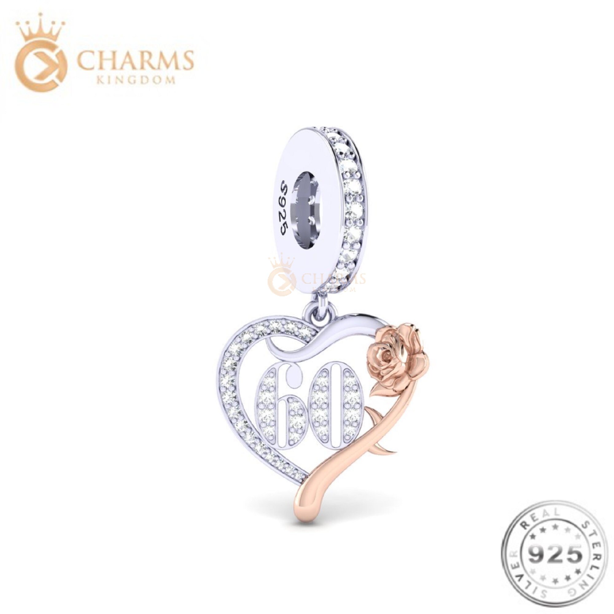 60th Birthday Charm Genuine 925 