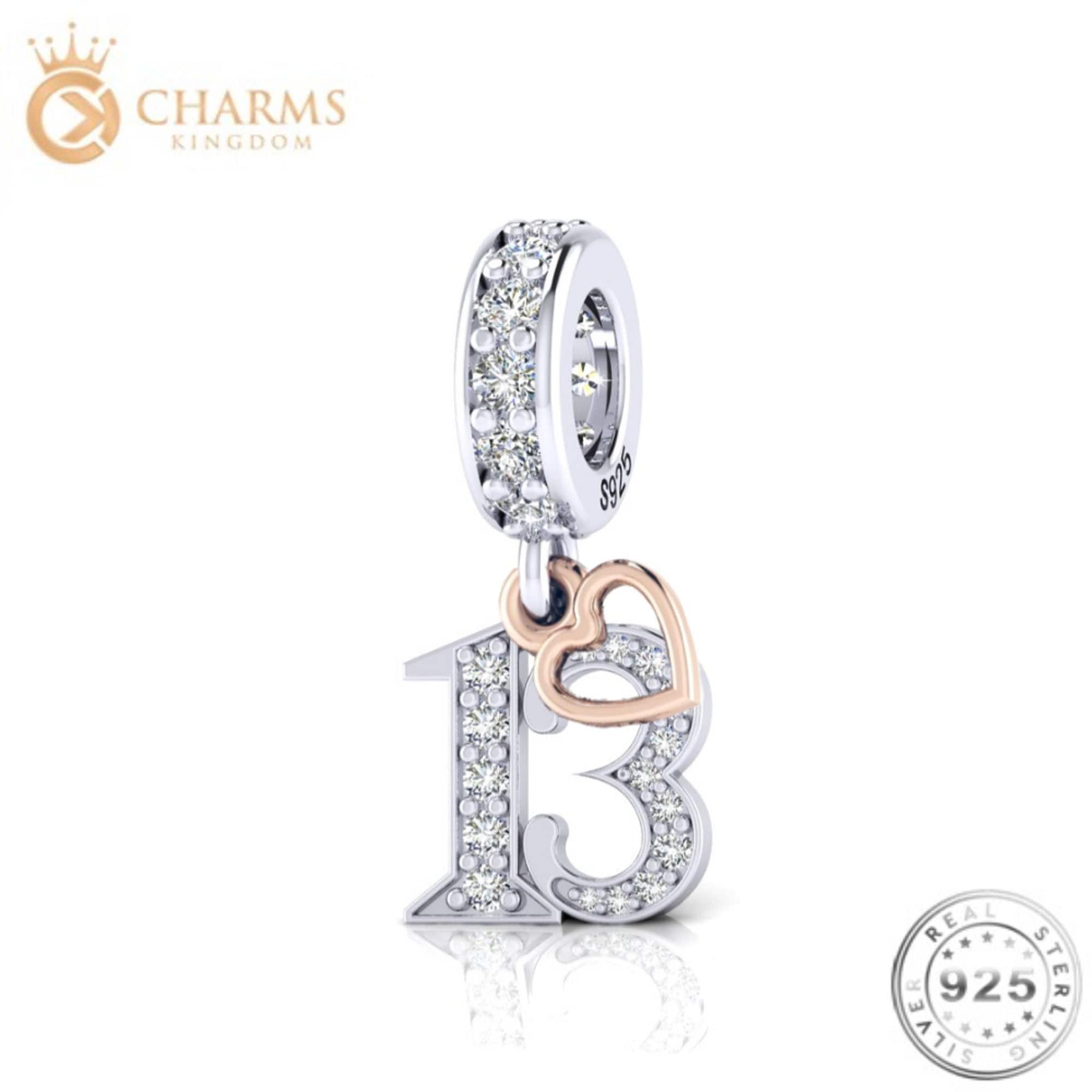 13th Birthday Charm Genuine 925 Sterling Silver Fits