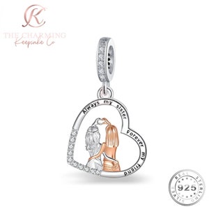 Sister Heart Charm Genuine 925 Sterling Silver - Always My Sister Forever My Friend