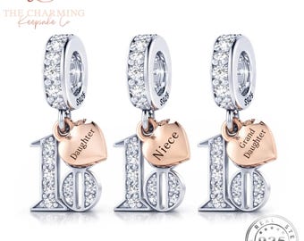 Regalo per 18° compleanno per ragazze, collana di compleanno in argento Sterling 925 con 2 anelli, ciondolo con zirconia cubica, regalo per 18° compleanno, Medio, Argento sterling, zirconia cubica