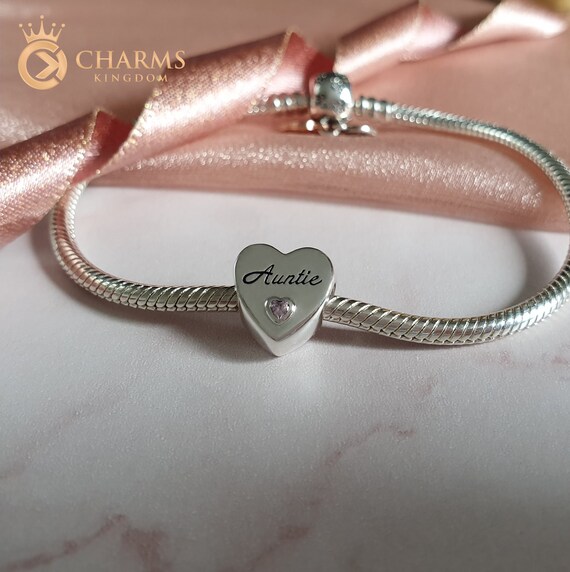 Auntie Heart Charm Genuine 925 Sterling Silver Aunt Birthday ...