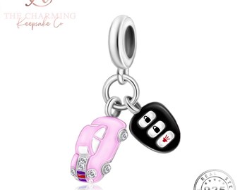 Car and Car Key Charm Genuine 925 Sterling Silver - Passed Driving Test / New Car Gift