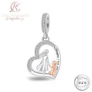 Daughter I Love You Charm Genuine 925 Sterling Silver - Mother & Daughter Charm
