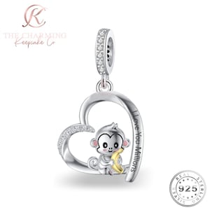 Cheeky Monkey I Love You Millions Charm Genuine 925 Sterling Silver