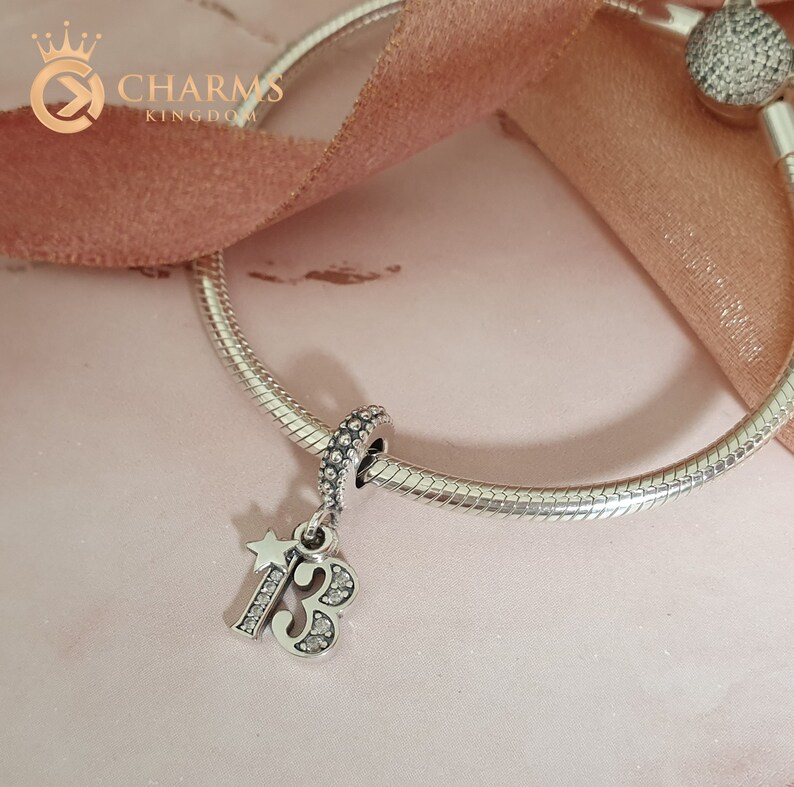 13th Birthday Charm Genuine 925 Sterling Silver Fits