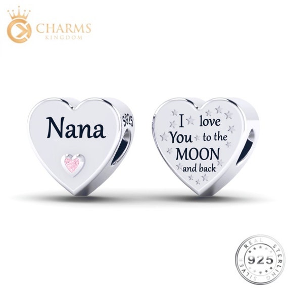 Nana Heart Charm Genuine 925 Sterling Silver Fits Pandora Etsy