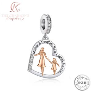 Mum & Daughter Charm Genuine 925 Sterling Silver Rose Gold - Best Friends For Life