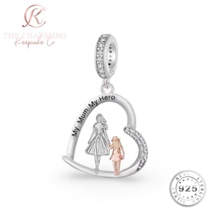 Mum My Hero Charm 925 Sterling Silver & Rose Gold