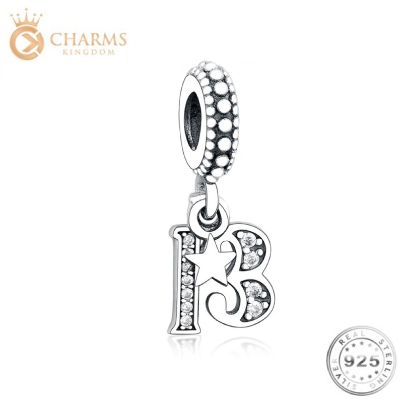 13th Birthday Charm Genuine 925 Sterling Silver Fits