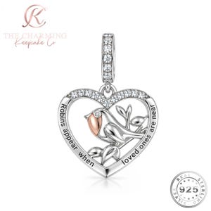 Robin Charm Genuine 925 Sterling Silver Rose Gold - Robin's appear when loved ones are near
