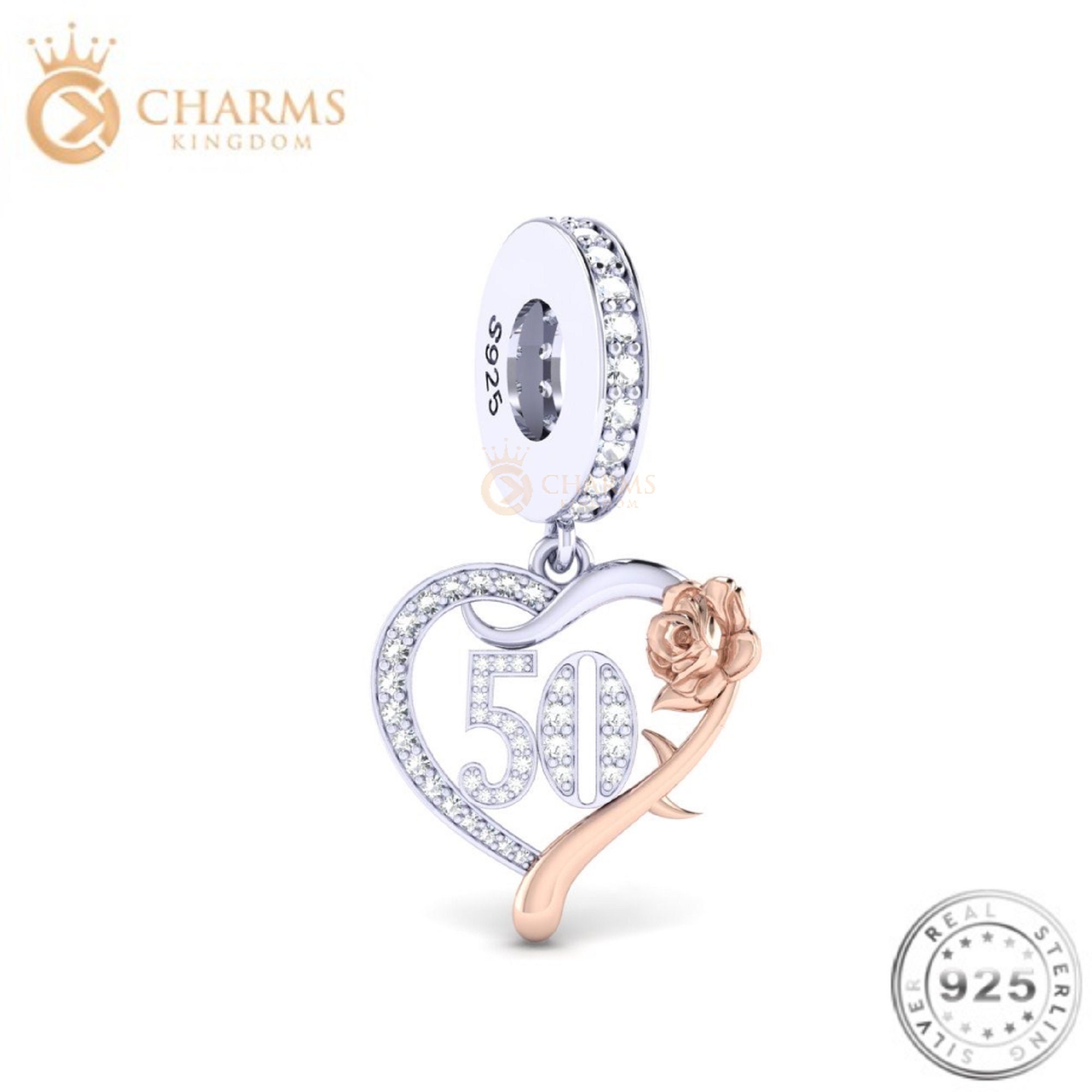 50th Birthday Charm Genuine 925 