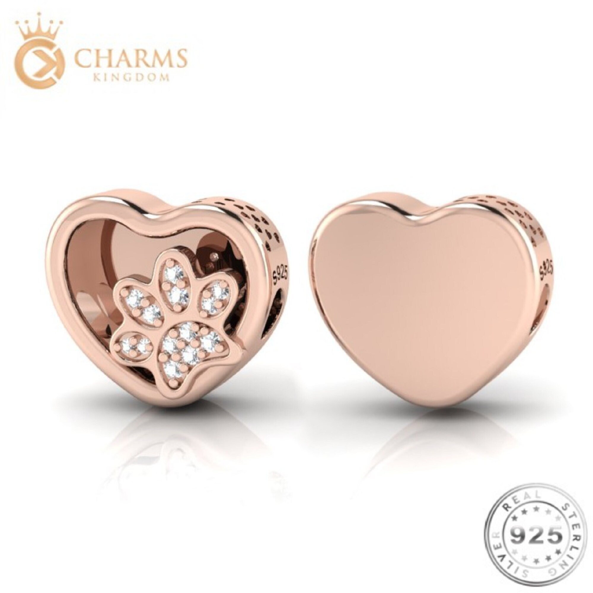Rose Gold Dog / Cat Paw Print Charm 