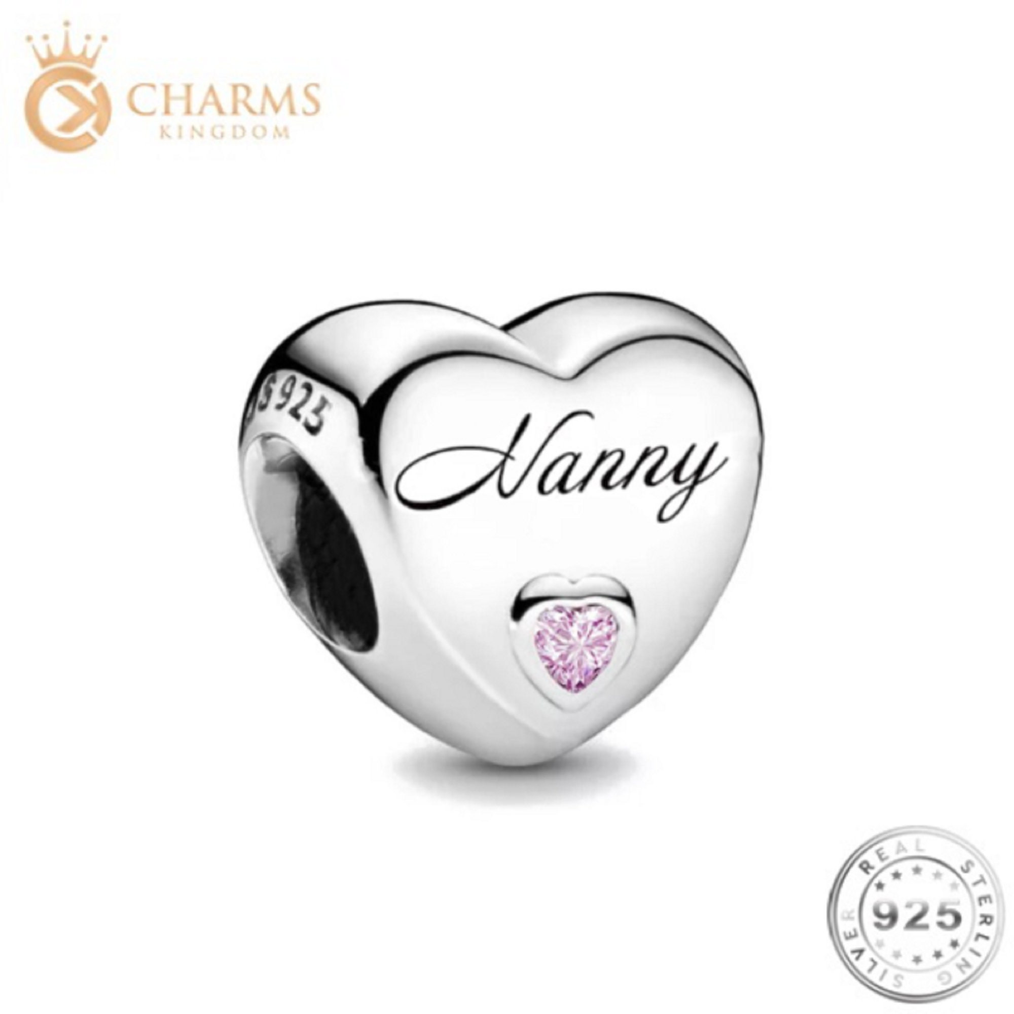 Nan Charm I Love You Heart Bead S925 Sterling Silver Gift Nana Nanny