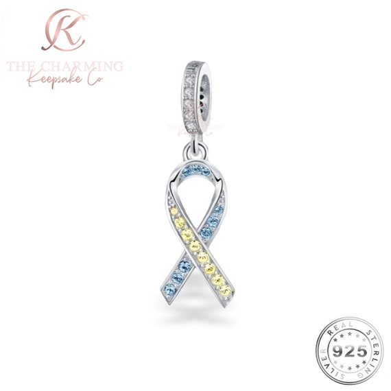 Yellow Awareness Ribbon Charm Sterling Silver Yellow Awareness Ribbon Charm Sterling Silver