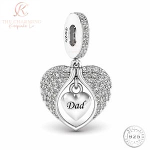 Dad Angel Wings Charm Genuine 925 Sterling Silver Memorial Charm