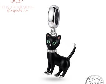Black Cat Charm Genuine 925 Sterling Silver