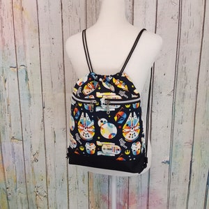 CLEARANCE! Retro Rainbow Galaxy Fight Drawstring Backpack