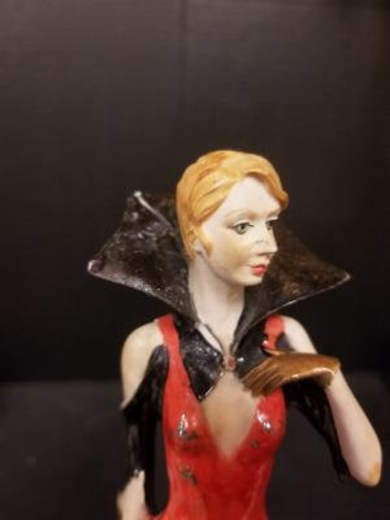 Signed 105 by 6 by 4.5 Vintage Leonardo Collection Lady in Red Posing