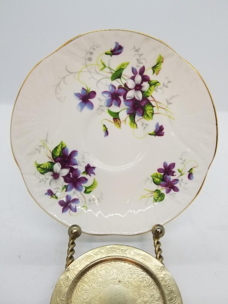 made in England Crown Staffordshire bone china cup and saucer VIOLETS pre-1948