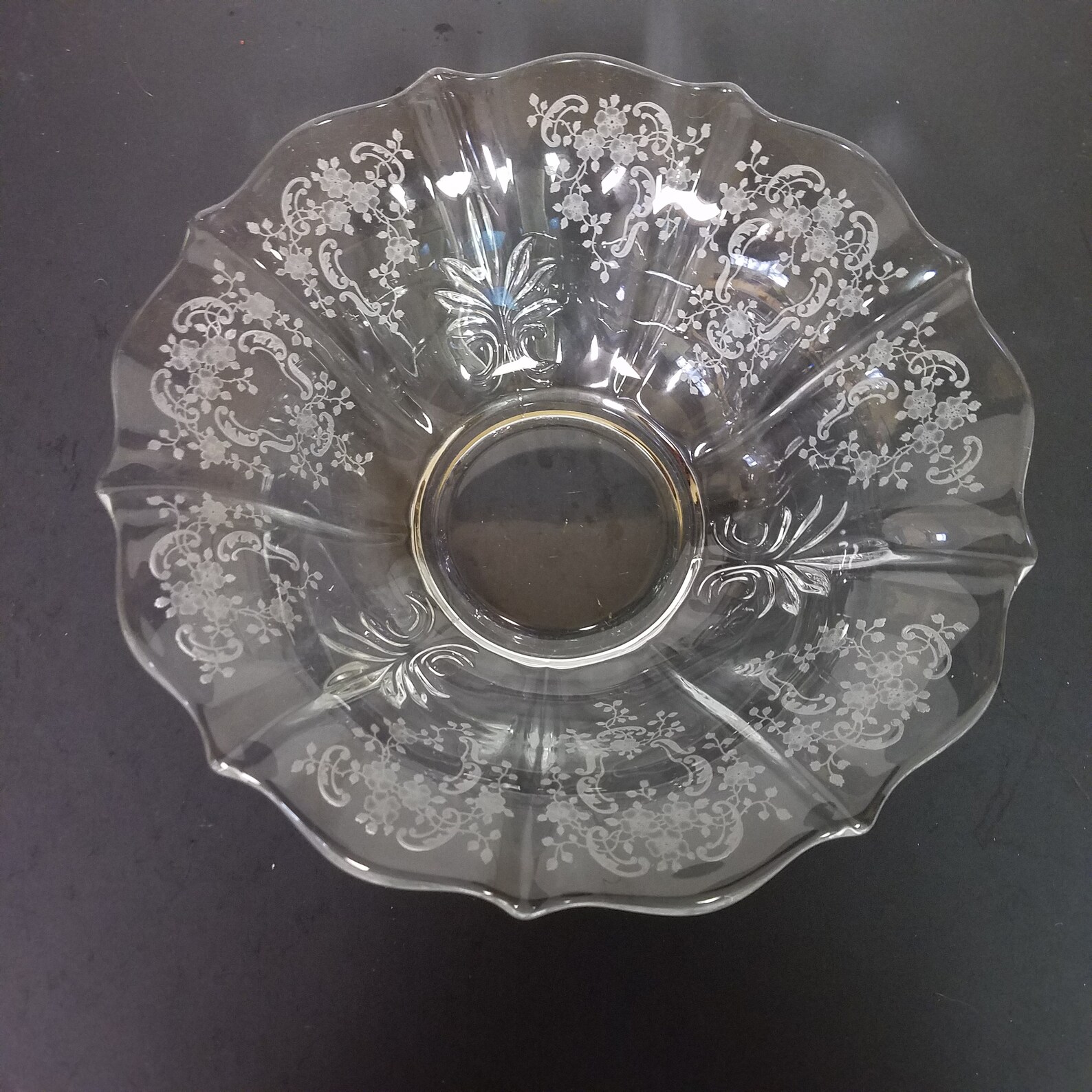 Fostoria MEADOW ROSE Large Flared BOWL Elegant Glass 11 Etsy