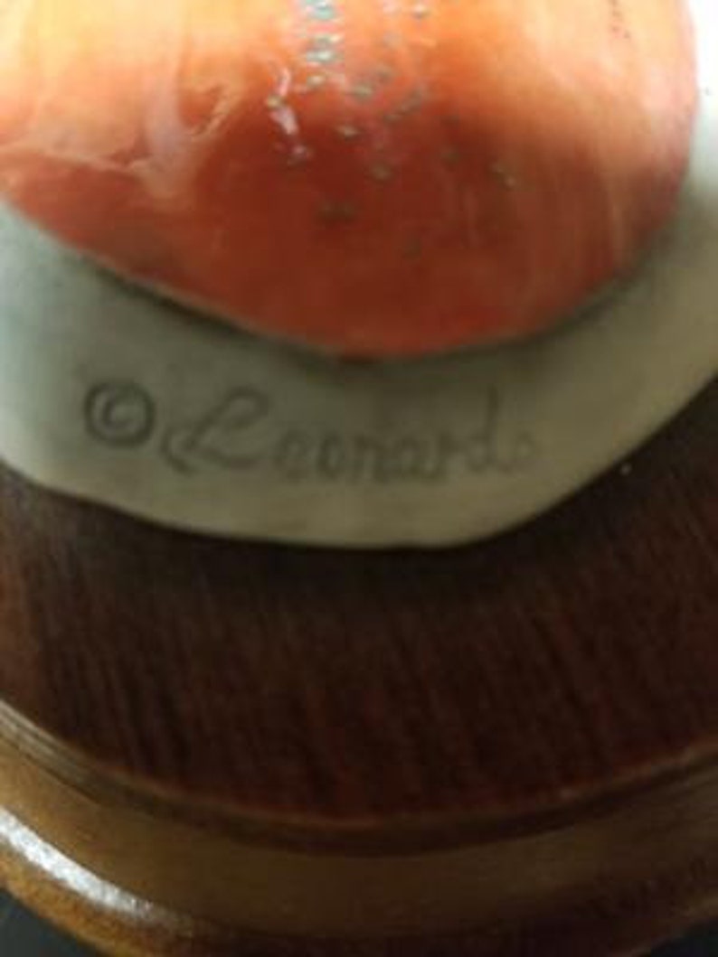 Signed 105 by 6 by 4.5 Vintage Leonardo Collection Lady in Red Posing