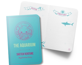 Carnet de croquis guidé d'aquarium pour enfants – Un livre d'aventure guide les enfants vers le journal des créatures marines, magnifiquement illustré | Livraison gratuite