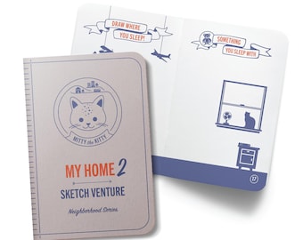 Journal de croquis pour enfants Rainy Day - 2 guides de livres d'aventures chez moi Enfants à l'intérieur pour dessiner des objets amusants trouvés avec un chat | Livraison gratuite