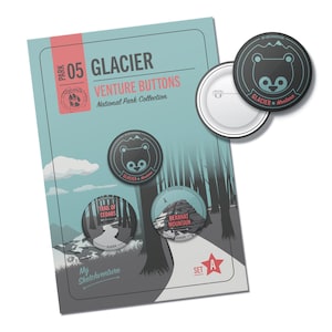 Glacier NATIONAL PARK pinback button pinnen: Motiveer wandelen op het parcours | Ideaal voor het foerageren van de natuur draagtas | Geen verzendkosten