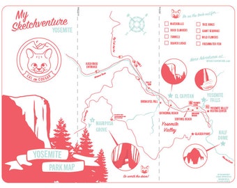 Printable Yosemite National Park Map for Kids | Print & Fold Road Trip Activity, Homeschool Nature Journal
