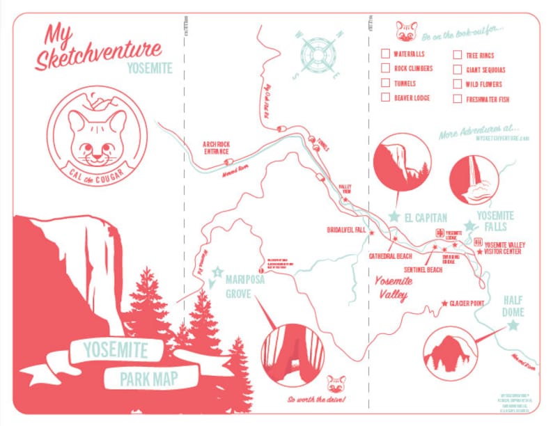 Printable YOSEMITE National Park Map - Print and Fold | Great for Kids 5-12 for Basic Overview ...