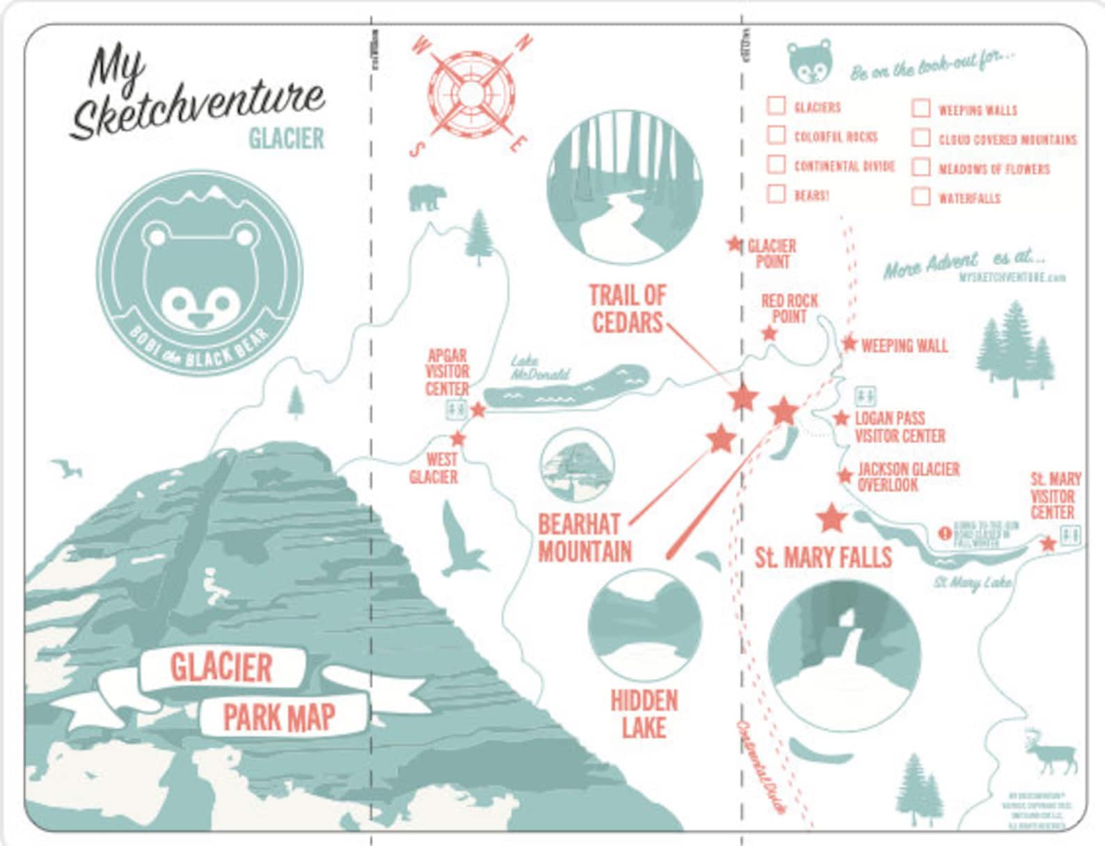 Printable GLACIER National Park Map Print and Fold Great for Kids 5