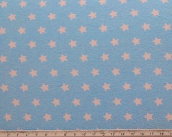 Jersey fabric, light blue, stars