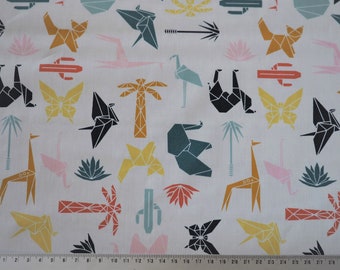 Cotton Fabric Geometric Origami Plant Animal Giraffe Butterfly Bird Fox Fabric