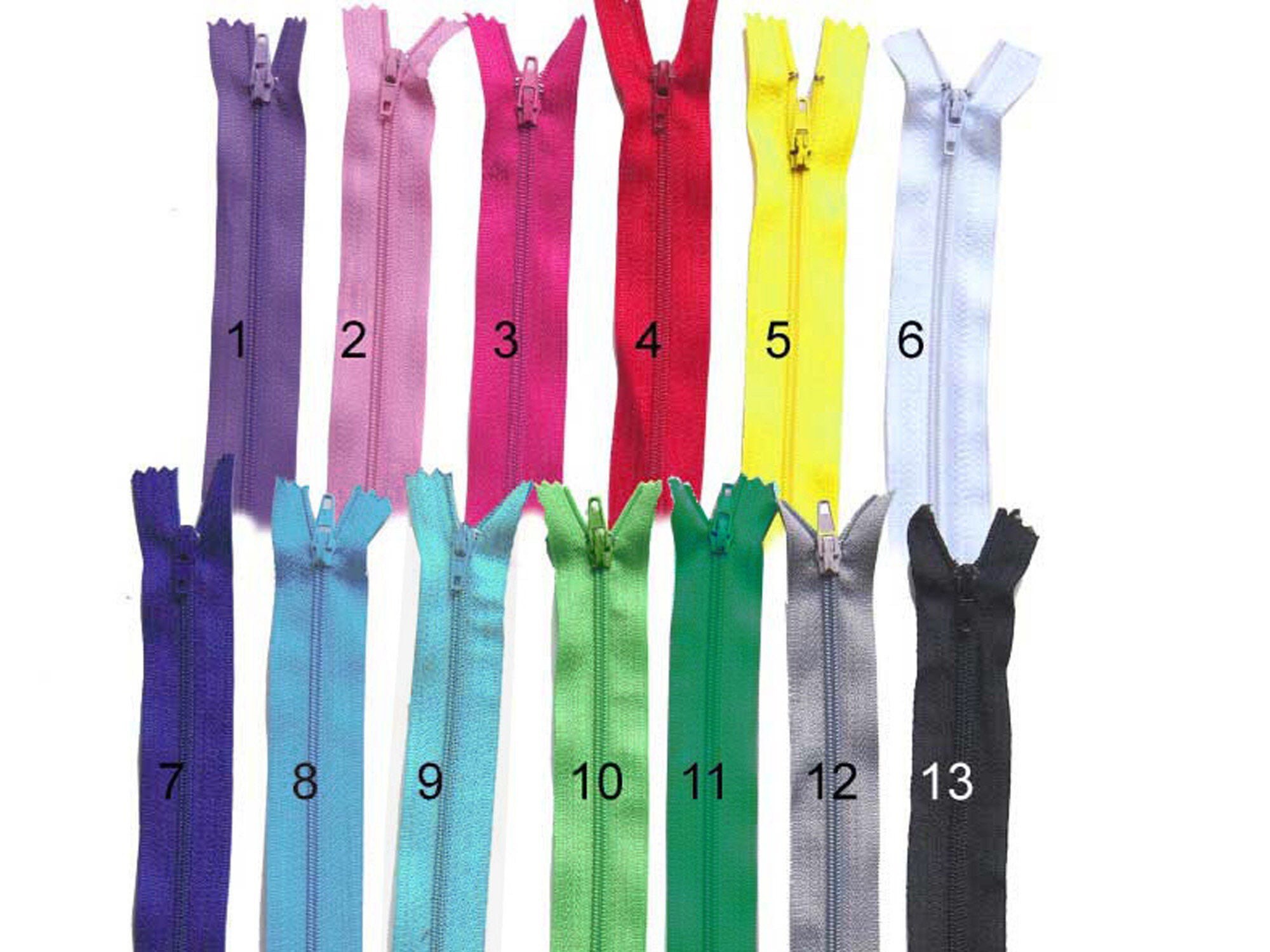 50Reißverschlüsse, 25cm, Zipper, 10 inch, alle Farben, blau, grün, gelb, türkis, rot, rosa, pink, schwarz, weiss