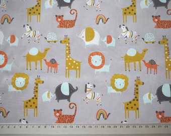 Cotton fabric, animals, children's fabric, baby fabric, giraffes, elephants