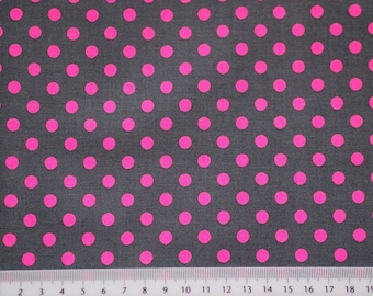 Cotton fabric gray neon dots pink poka dots neon