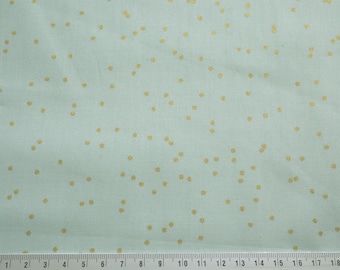 Mint, golden dots, cotton fabric